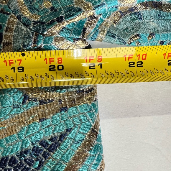 Chico's Turquoise Mosaic Jacquard jacket 1 8/10 metallic blue teal professional - Picture 3 of 9